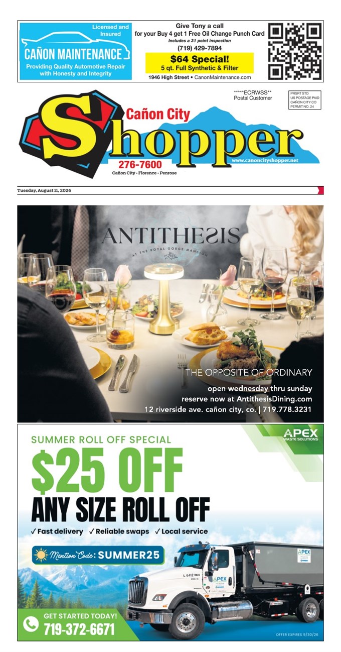 View the latest edition of the Cañon City Shopper